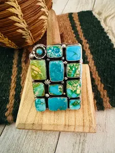 Handcrafted Sonoran Mountain Turquoise & Sterling Silver Adjustable Cluster Ring