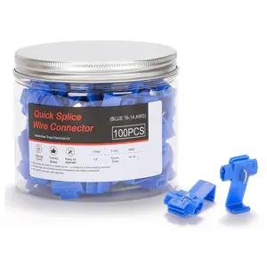 100PCS Blue Quick Splice Wire Connectors 16-14 AWG | IDC Solderless Snap Lock Crimp Terminal | Self-Stripping Insulated Electrical Splice Connector for Automotive, Marine & DIY Wiring Durable Reliable Connectors