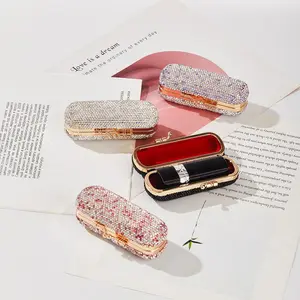 Rhinestone Crystal Lipstick Case with Lid for Holiday Gifts, Lipstick Organizer, Cosmetics Bag, Makeup Pouch, Makeup Bags, Perfect for Christmas, Valentine's Day, Ideal Travel Accessory for Women