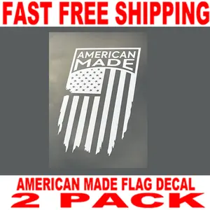 American Made Flag - Quality Vinyl Decal - 2 PACK