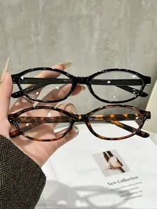 Women's Oval Small Frame Full Rim Glasses, Leopard Print Frame, Fashion Eyewear for All Seasons, Casual Style, Trendy Frames, Casual Eyeglasses, Leopard Pattern Eyeglasses