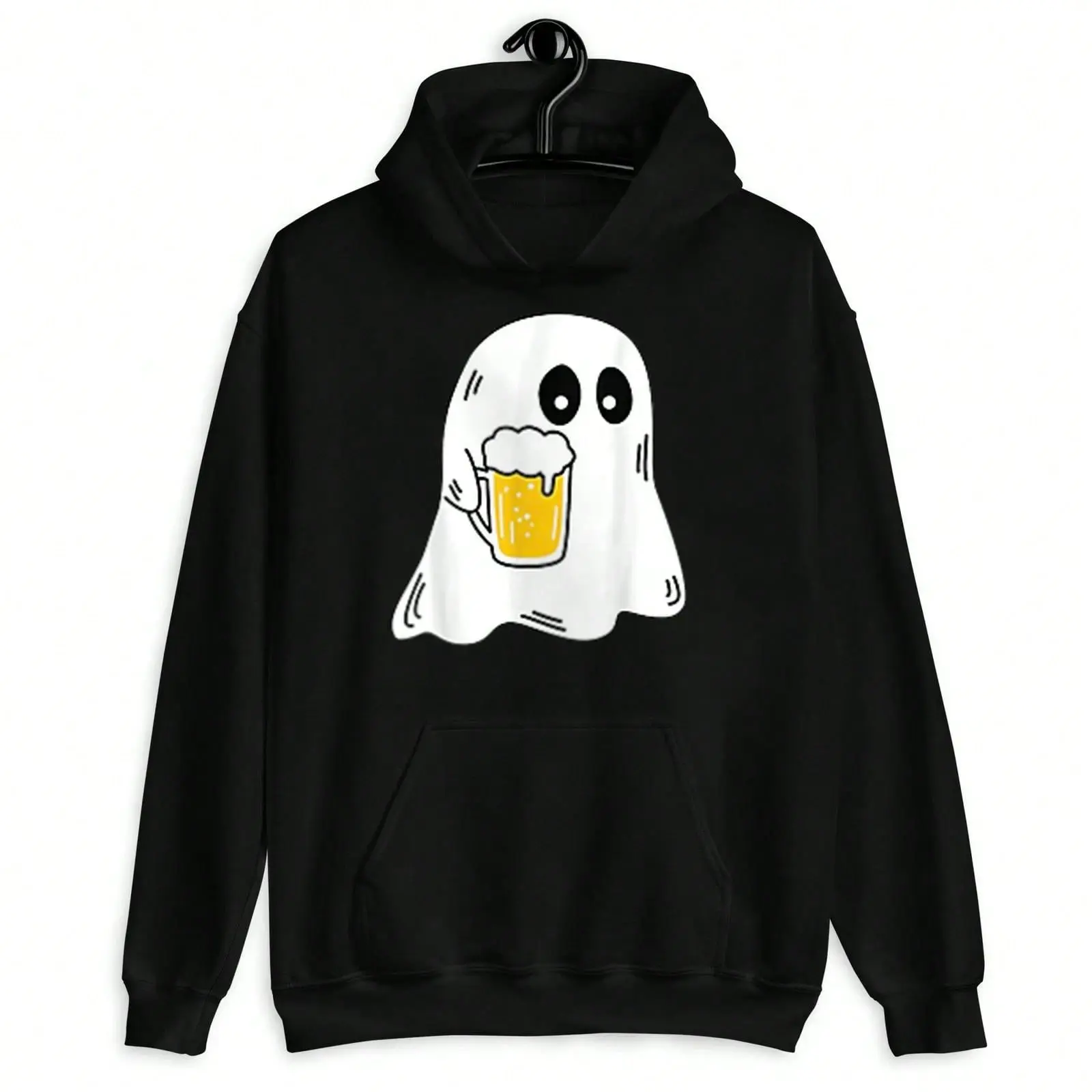 Ghost Drinking Coffee Funny Halloween Costume Coffee Lover Hoodie Casual Breathable