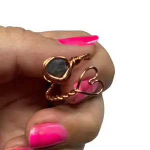 Adjustable Ring - pure copper Wire, Fits Any Finger, Choose Your Crystal
