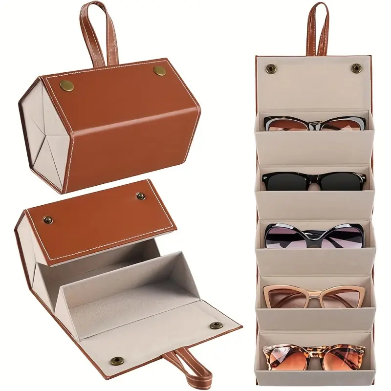 3/4/5/6 Slot Sunglasses Storage Organizer Eyeglasses Holder Foldable Travel Case with Multiple Glasses Hanging Eyewear Display