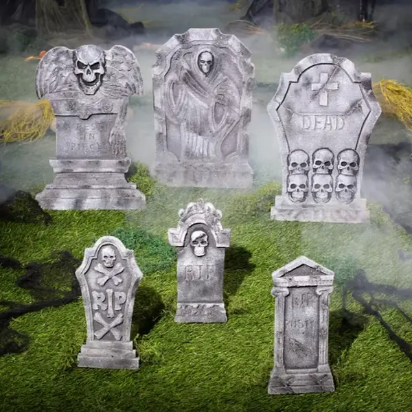 6 Pc. Spooky Foam Tombstones Graveyard Set