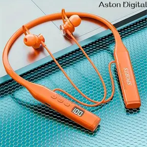 Aston Digital2025 Neckband Sports Earbuds, Flexible & Secure Fit, 30H Battery, Clear Calls, Deep Bass, Sweatproof for Running & Gaming