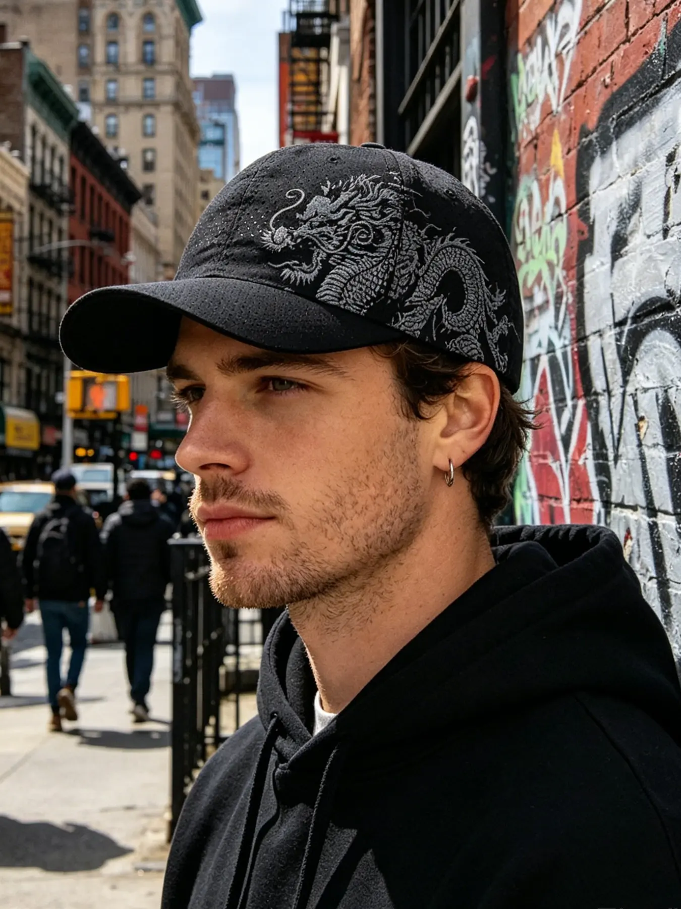Chinese Dragon Print Baseball Cap, Breathable Mesh Quick Dry Sun Hat, Adjustable Outdoor Sports Cap, Street Style Casual Dad Hat for Men Women