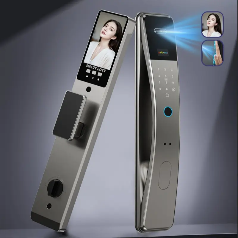 3D Face Recognition Fingerprint Password Smart Door Lock With Camera FIngerprint Password Unlock Keyless Electronic Door Lock Digital Keypad Lock Fingerprint Door Locks