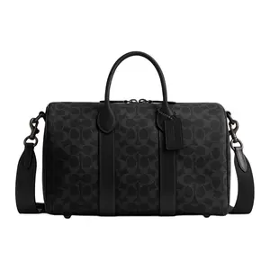 COACH Compass 35 Bowling Bag with Gold Hardware in Black Synthetic Leather for Women