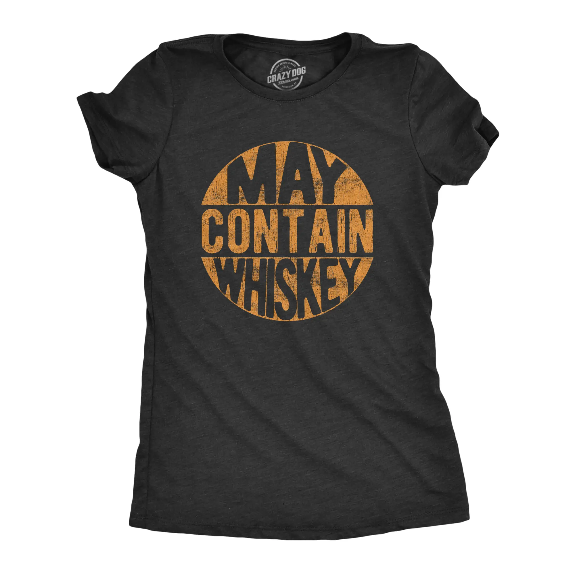 Womens May Contain Whiskey T Shirt Funny Liquor Drinking Party Graphic Tee Funny Womens T Shirts Cute Vintage Fashion Casual Ladies T-Shirt Gift Liquor Tops for Women Funny Drinking Top Women's Novelty Tees Black