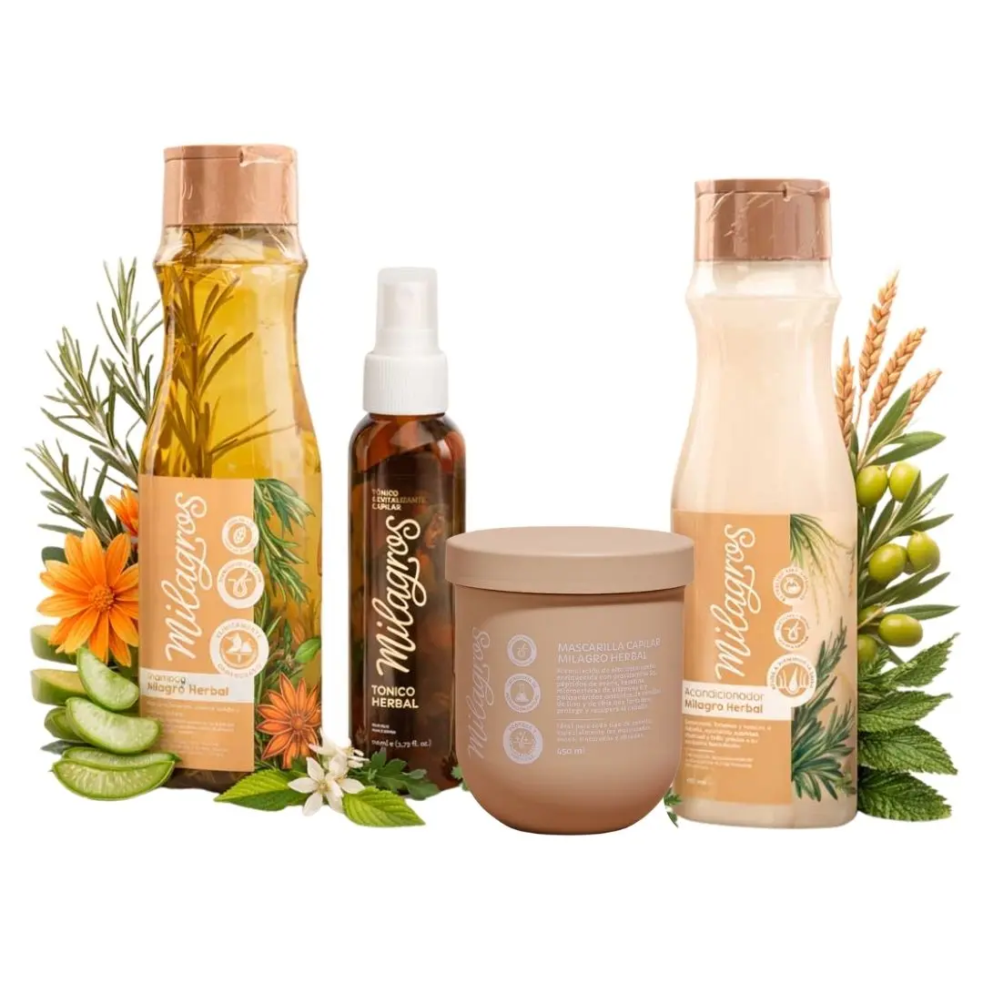 Milagros 4 pack shampoo Herbal Kit Milagro Herbal Shampoo, conditioner, hair tonic, Har Mask with Ginger and Rosemary hair loss, anti-greasy Hair Loss