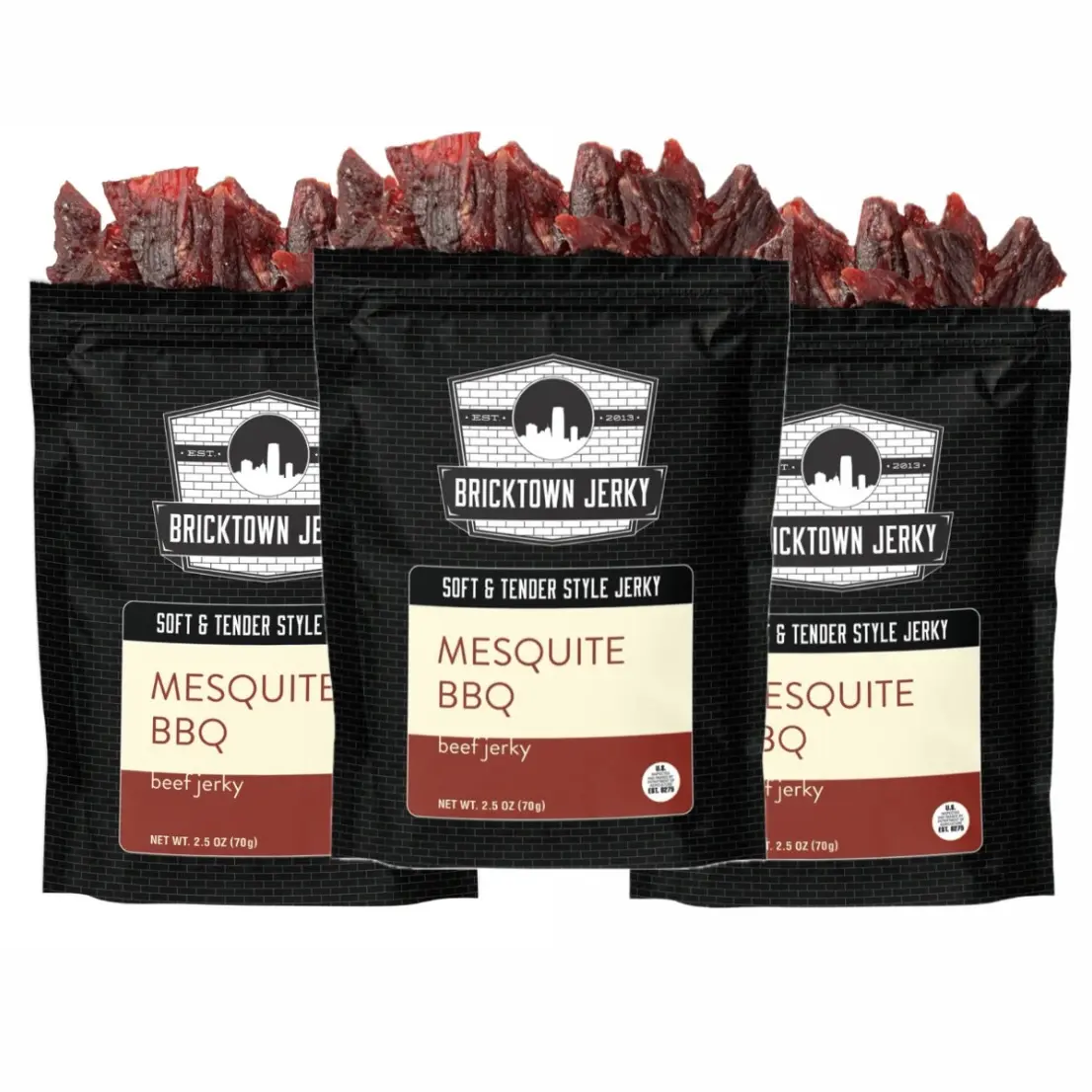 3 Pack - Soft and Tender Mesquite BBQ Beef Jerky - Bold Smoky BBQ Flavor - Perfect Blend of Premium Ingredients, Made in the USA, USDA Certified High Protein Dried Meat Snack - 7.5 oz.