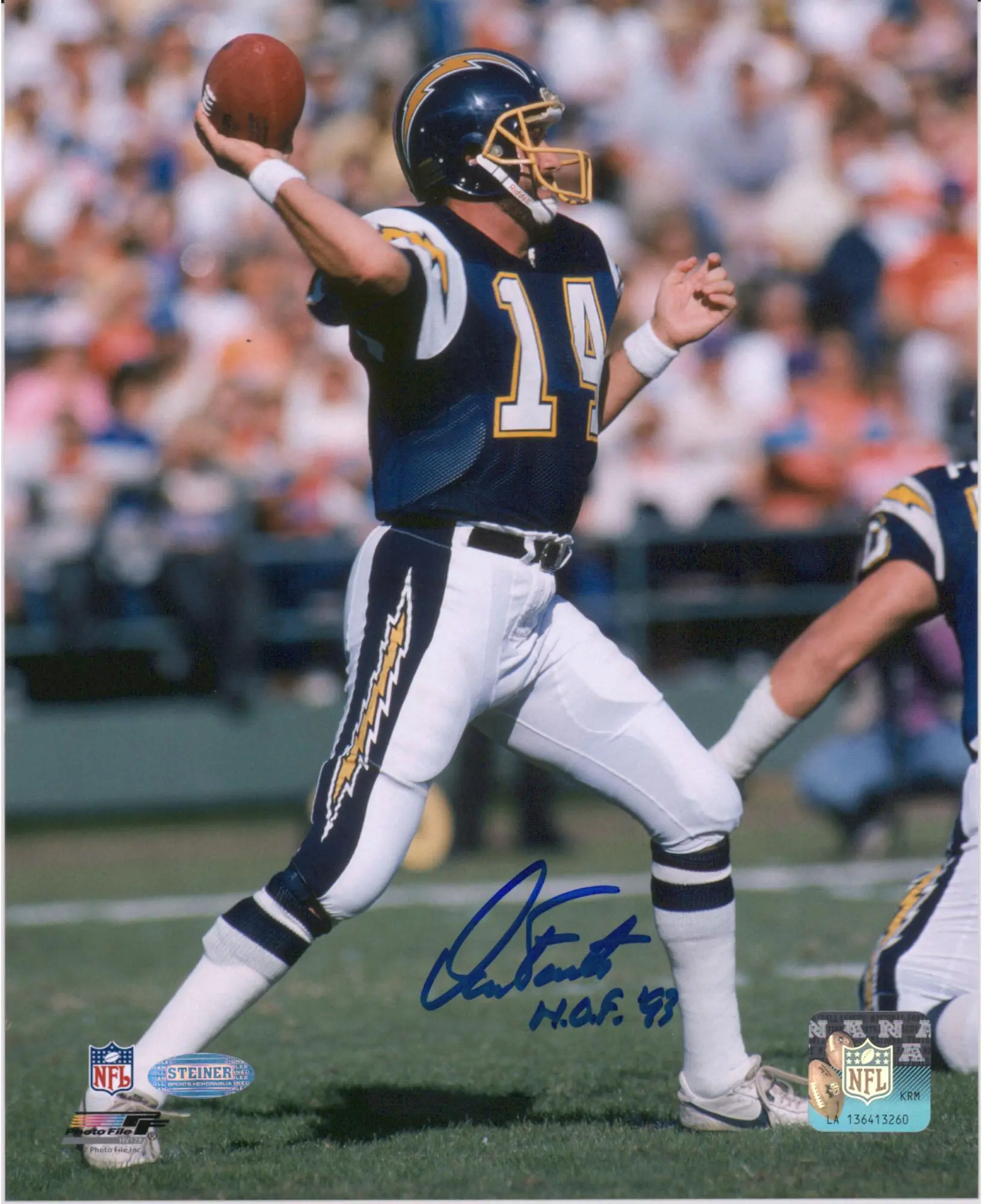 Dan Fouts San Diego Chargers Autographed 8" x 10" Throwing Photograph with "HOF 93" Inscription - Fanatics Authentic Certified