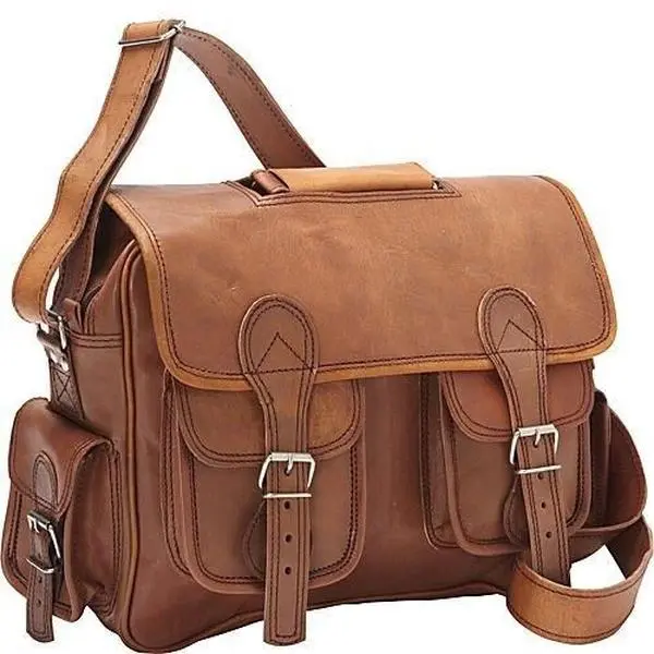 SHARO Men's Rugged Canvas Messenger Bag - Briefcase Style Satchel with Multiple Pockets, Long Adjustable Strap