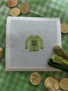 Lucky Clover Sweater Hand Painted Needlepoint Canvas | Ornament Size | St Patrick’s Day
