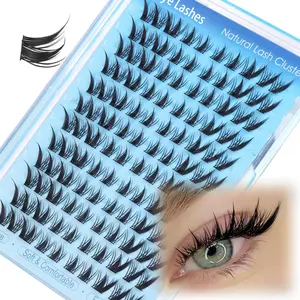 120 Pcs Fluffy D Curl Mixed Length Reusable False Eyelash Extensions, Fox Eye Cat Eye Design, Single Lash Extension Set for Festival Makeup, Fluffy Eyelashes Cluster