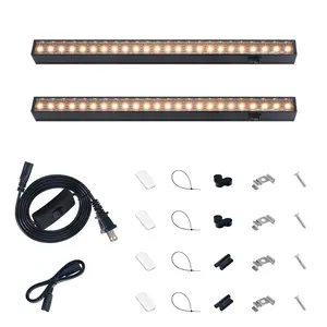 Barrina T5 Grow Lights with Black Cover, 1FT 10W (2 X 5W) with Magnetic Design, Full Spectrum, Plug and Play, Linkable, Yellow, 2 Packs