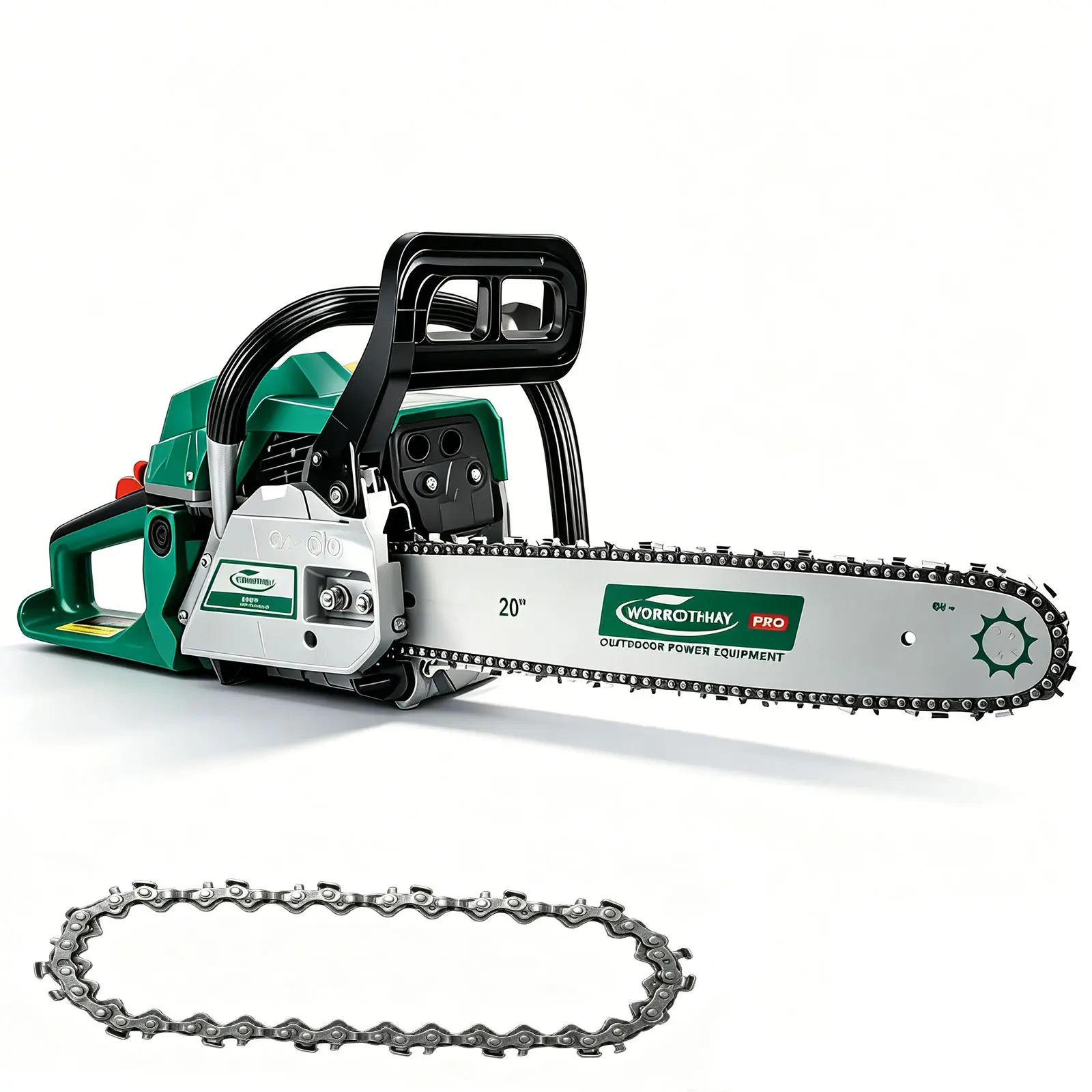 62cc Gas-Powered Powerful Chainsaw, 2-Stroke Engine with 14in & 20in Dual Guide Bars - Professional Outdoor Power Tool for Wood Cutting, Tree Trimming