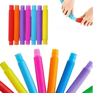 12-Pack & 24-Pack Pop Pull Tube Sensory Toys, Rainbow Colors, Stress Relief, Fun Play, Kids Party Supplies, Ages 3+