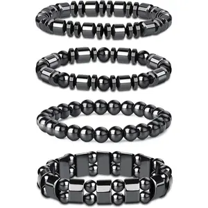 4Pcs Hematite Bracelet for Men Women Bangle Bracelet Magnetic Tiger Eye Bracelets