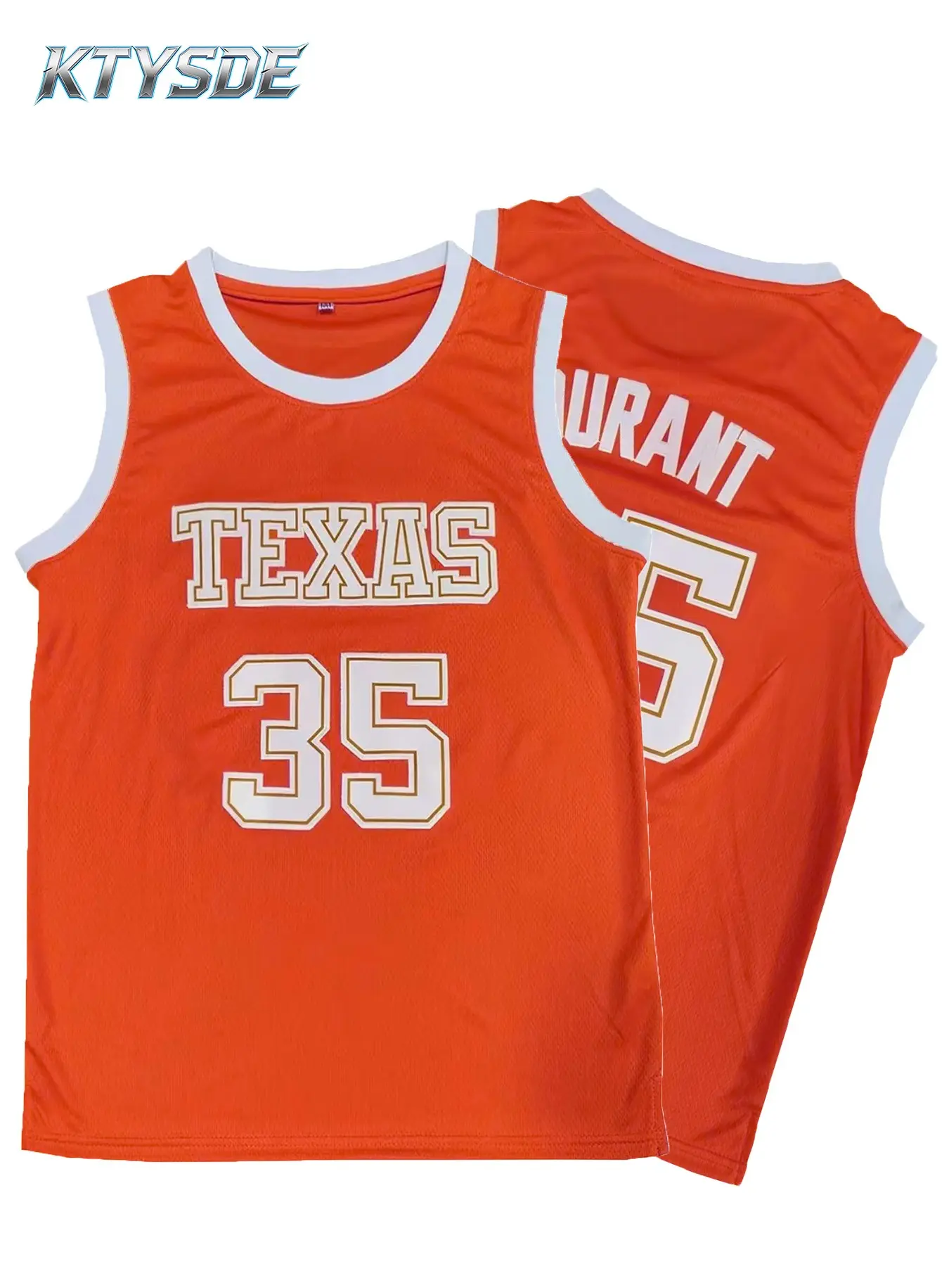 KTYSDE Men's Texas Basketball Jerseys Sports Style Jersey Durant 35 Stitched Breathable Athletic Top Sports Vest Workout Tops Game Day Fan Gift Embroidered Basketball Jersey Basketball Clothing