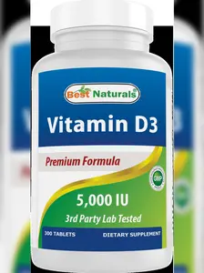 Best Naturals Vitamin D3 5000 IU – 300 Tablets – Made in USA, Non-GMO, Gluten Free, No Artificial Color, Flavor or Preservatives – Dietary Supplement