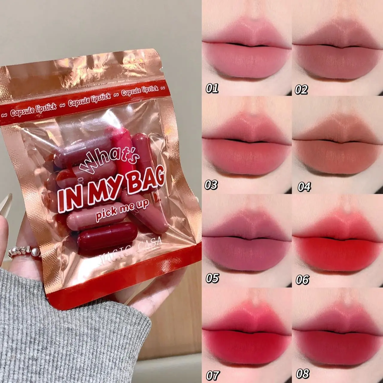 Mini Capsule Lipstick Set, Long-Lasting Matte Finish, Portable for Beginners, Perfect for Daily Use, Ideal Gift for Holidays, Makeup