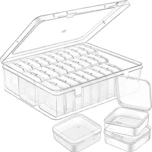 31-Piece Storage Box Set, (30 small boxes + 1 large box), Transparent Lidded Containers, Portable Multi-Use Organizer for Crafts, Beads, Hair Accessories, Jewelry, Small Hardware, Adjustable Organizer Set