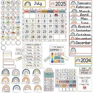 Boho Rainbow Calendar Bulletin Board Set with Seasons, Festival, Weather and Days of The Week for Classroom  Decoration Supplies