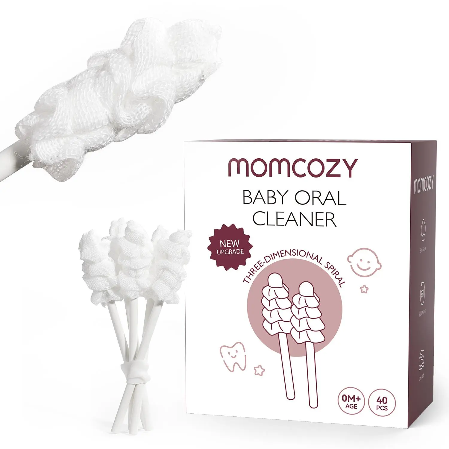 【Mother's Day Gift】Momcozy Baby Tongue Cleaner Gauze, Baby Toothbrush Disposable Oral Cleaner, Toddler Toothbrush for Tooth Mouth Gum Clean, Infant Toothbrush Oral Cleaning Stick, Baby Oral Cleaner Newborn