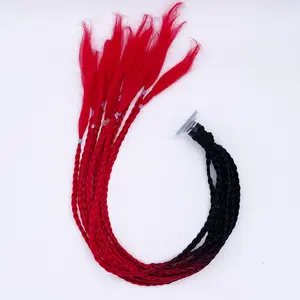 Black or Red Motorcycle helmet decorative braids motorcycle gradient ramp helmet decorative braids retro fashion motorcycle helmet braids helmet hair wig braids ponytail with removable suction cup