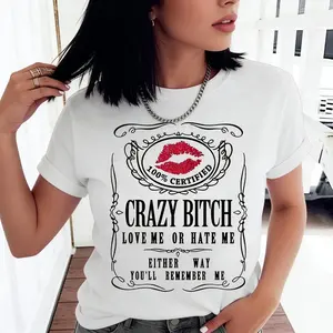 Casual Cotton Short Sleeve Graphic T shirt for Women with Humorous Bold Statement Design