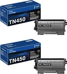 TN450 Black 2-Pack High Yield Toner  Compatible Brother TN-450 TN 450 Replacement for HL-2240 HL-2270DW HL-2280DW MFC-7360N MFC-7460DN MFC-7860DW IntelliFax 2840 2940 Printer