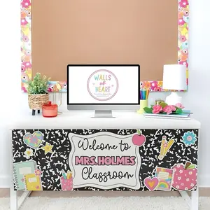 Peel and Stick Teacher Desk Wrap, Walls of Heart, Classroom Decor, Removable and Repositionable, Precut, Educator Resources