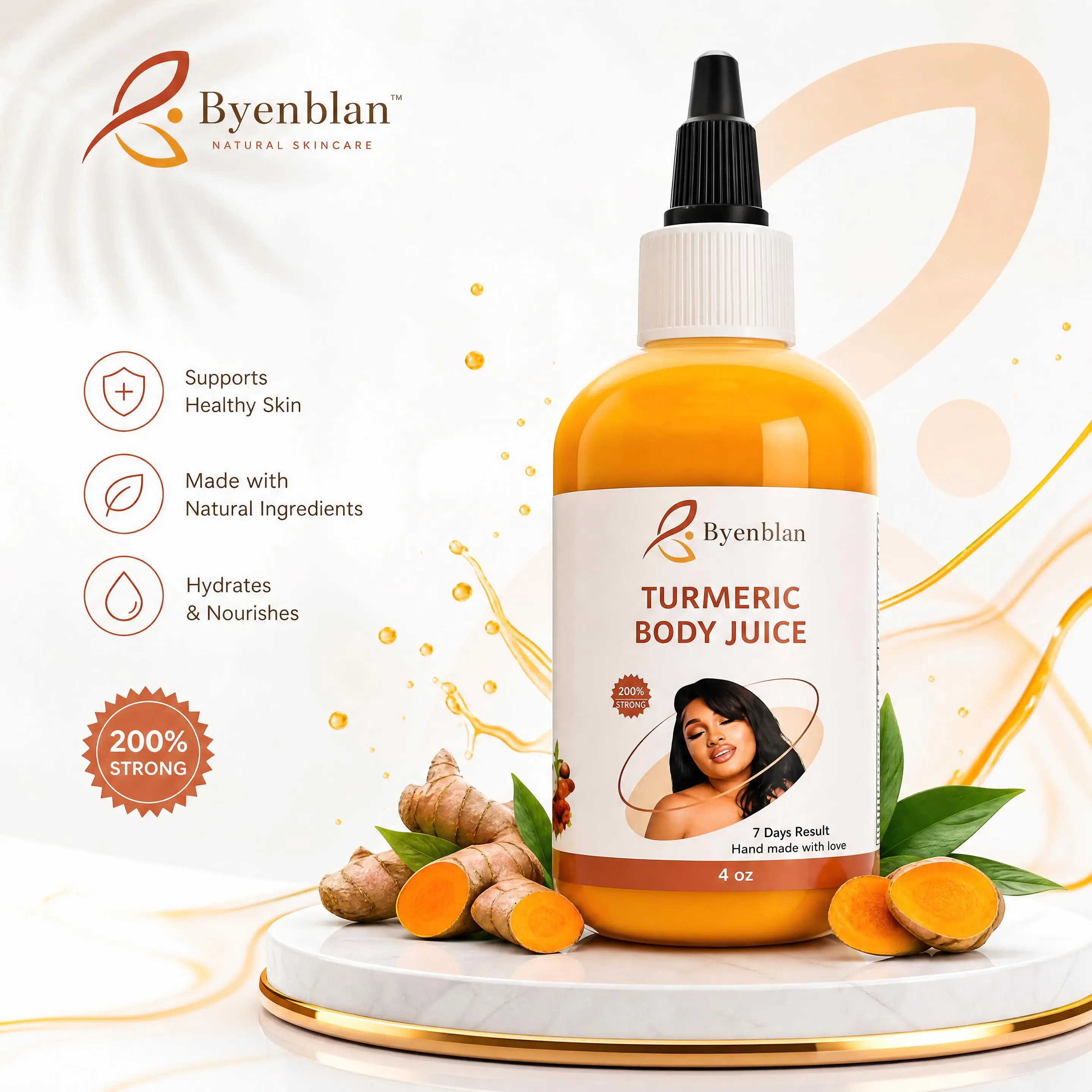 Ansley Boutik Byenblan 3-Piece Turmeric Set - 2x7 oz Facial Cleanser Soaps, 1x4 oz Juicy Body Wash (Beauty & Personal Care, Bath & Shower Cleansers)