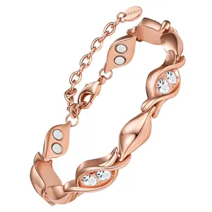Feraco Pure Copper Bracelets for Women, Ultra Strength Magnetic Bracelet with 3800 Gauss Magnets & Sparkling Cubic Zirconia,Fashion bracelet summerwins