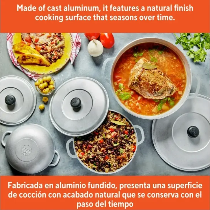 1.5/2.5/5.2qt Cast Aluminum Caldero 3pc Set - 18/22/28cm 1.5/2.5/5.2qt Cast Aluminum Caldero 3pc Set - 18/22/28cm
