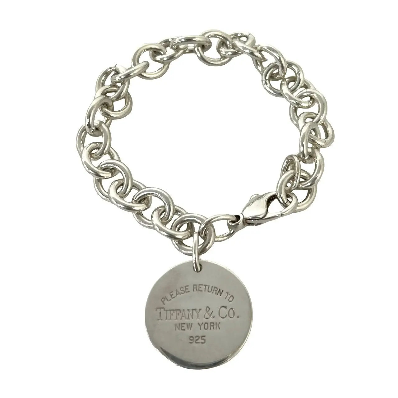 Pre-owned Tiffany & Co. Sterling Silver 925 (Ag925) Small Leather Goods Return to Tiffany Silver Bracelet
