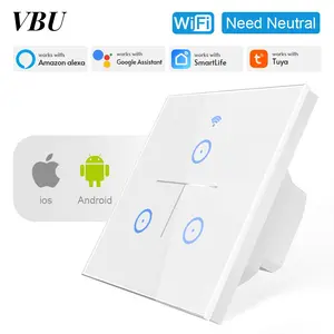 WiFi Smart Light Switch, Ac 100-240v, Wi-Fi 2.4GHz, LED Light, Touch Panel, APP Remote Control, Voice Compatible with Alexa Google Home