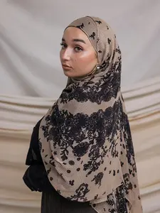 Women's Fashion Ink Painting Print Scarf 80x180cm Muslim Turban Hijab, Stylish and Elegant Design, Perfect for Daily Wear and Special Occasions