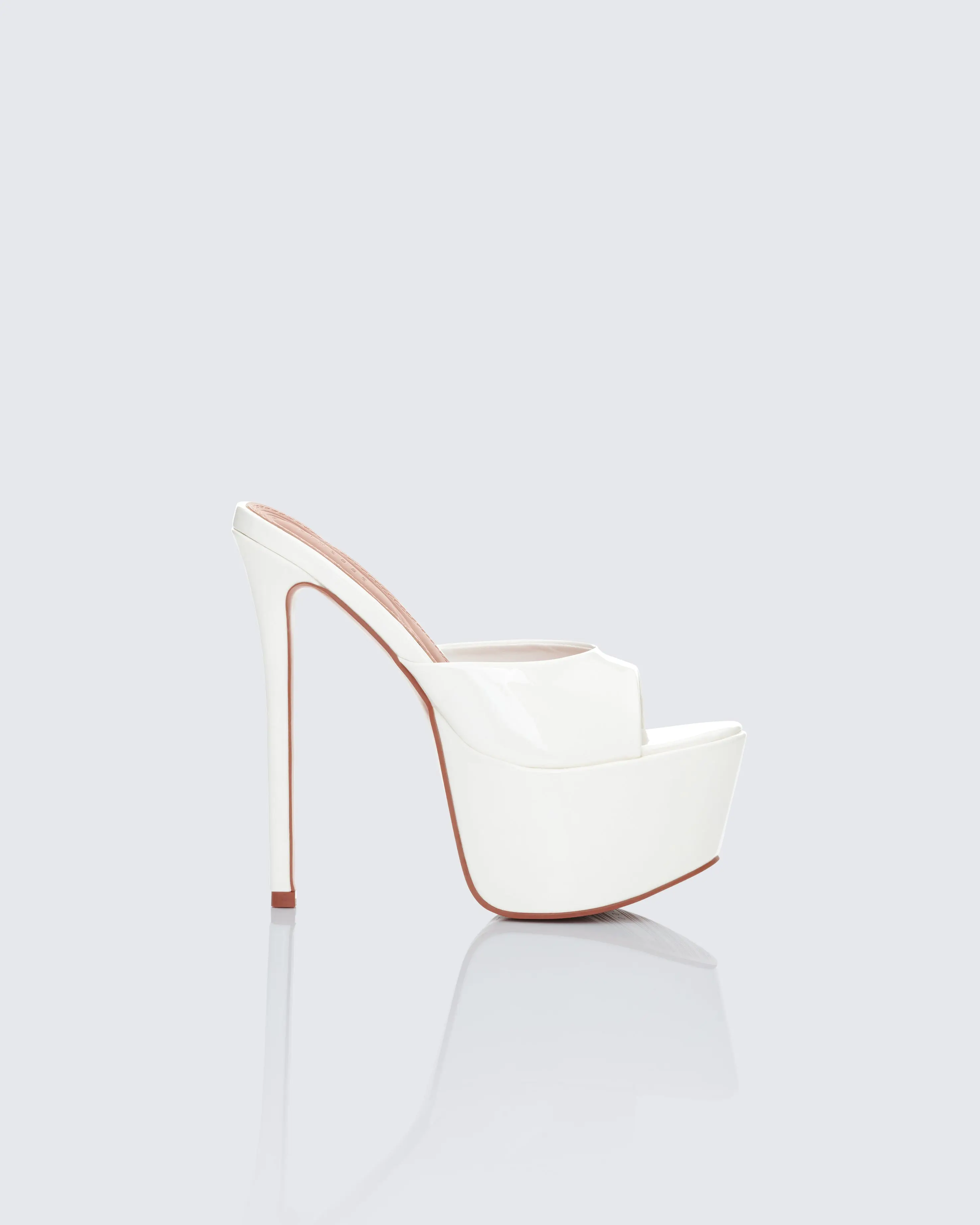 Women's White Platform Mules, Stylish Open-Toe PU Slip-On Footwear with 6-Inch Heeled Stiletto and Thick Front Platform, High Heels