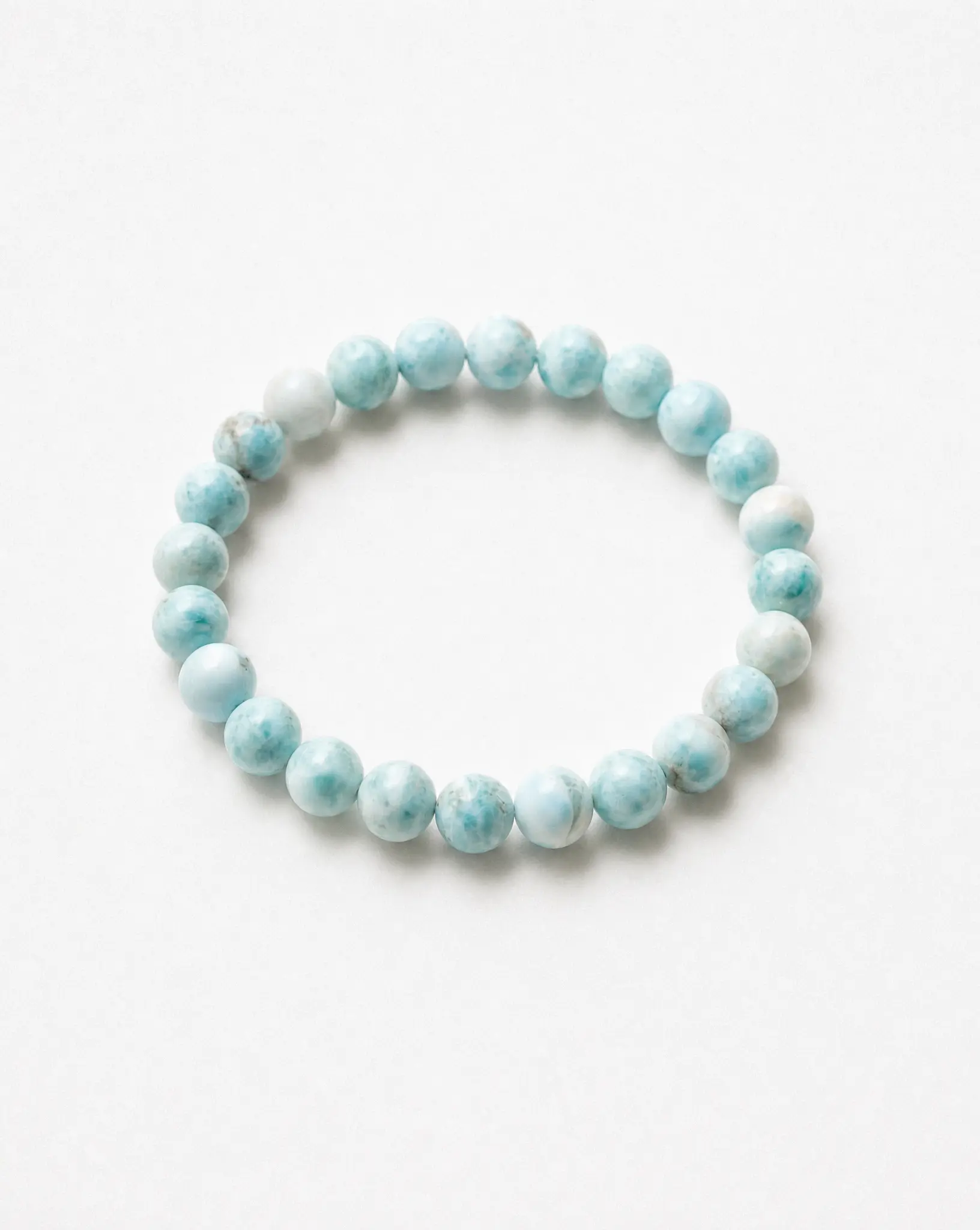 Unisex Adult Natural Larimar Stone Beaded Bracelet - 8mm Round Healing Crystal Bracelet & Anklet for Karmic Pattern Resolution, Emotional Healing, No, Us