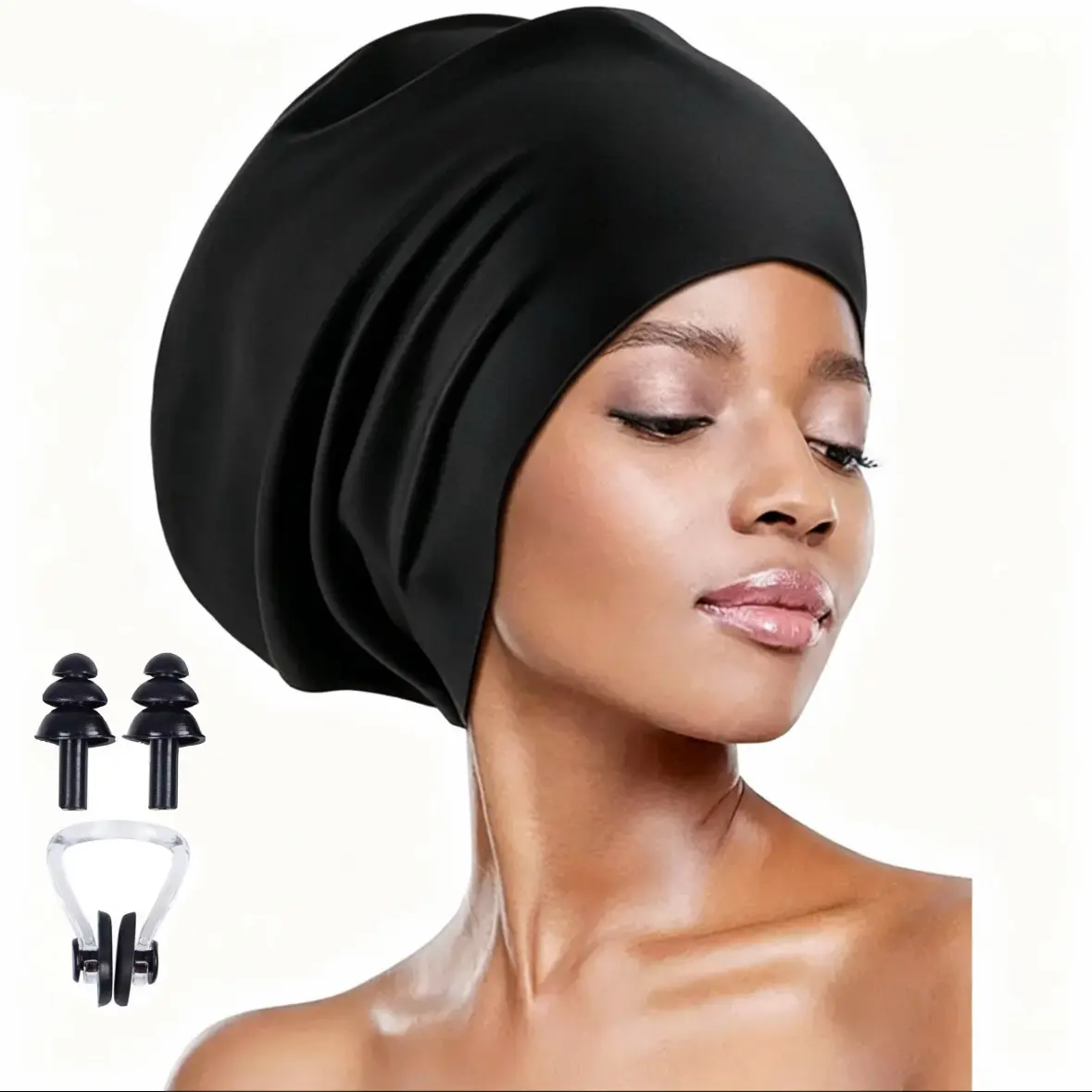 Extra Large Capacity Swim Cap for Adults with Long Hair - 120g Thickened Silicone with a Spacious Fit, Durable, Flexible, and Waterproof for Swimming, Includes Extras