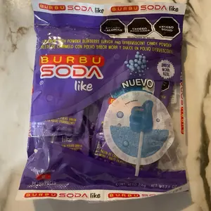 Burbu soda lollipop with powdered raspberry