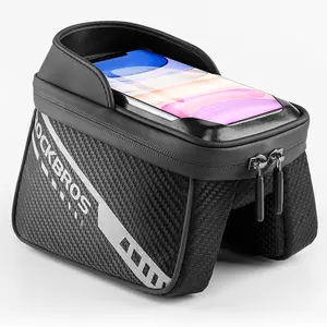 ROCKBROS Bike Phone Front Frame Bag Top Tube Bike Bag Bicycle Handlebar Bag Cell Phone Holder Mount Bag Cycling Accessories Storage Pouch for Phone 15 16  Pro  Max  Below 7.2”