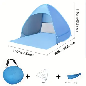 Quick-Deploy Beach Tent with Sunshade - Portable, Waterproof Polyester Shelter for Adults Ideal Camping, Fishing, Hiking & Picnics Blue For Outdoor Enthusiasts Perfect Gift Summer Adventures