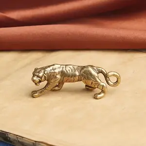 Brass Tiger Bronze Carving Statue | Home Decor Statue, Handicraft Decoration for Living Room, Tabletop Gift, Home Ornaments, vintage Bronze Color, Statue Figurines