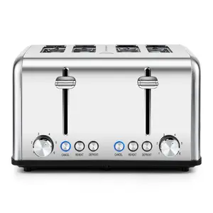 CUSIMAX 4-Slice Toaster with 6 Browning Options Extra Wide 1.4-Inch Slots Bagel Defrost Cancel Functions Removable Crumb Tray Easy to Clean 1650W Power Smart LED Indicators Stainless Steel browning level Toastie Machine Kitchen Appliances