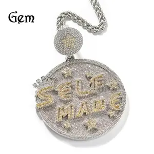 Europe and the United States hip-hop personality exaggerated big disk selfmang letter pendant full of zircon overbearing tide cool men golden necklace