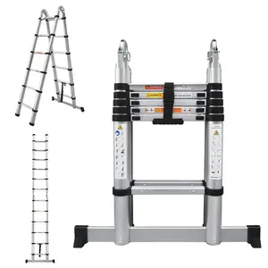 Type A frame single-step foldable ladder with stabilizing rod and non-slip feet, supports up to 330 pounds, wide folding design with wheels, suitable for home use, safe access, and outdoor roof work.